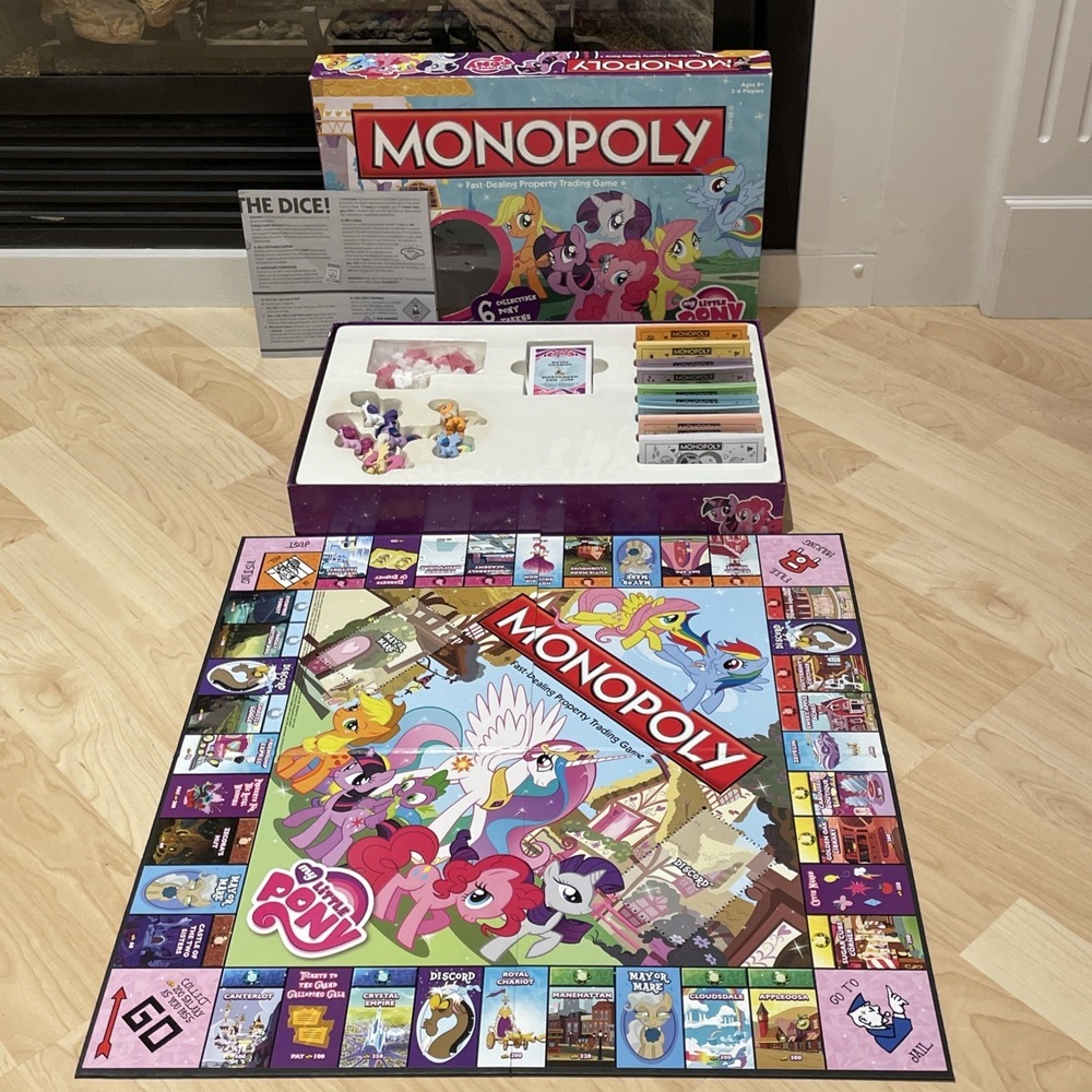 Monopoly My Little Pony Board Game 100% Complete 6 Collectible Tokens